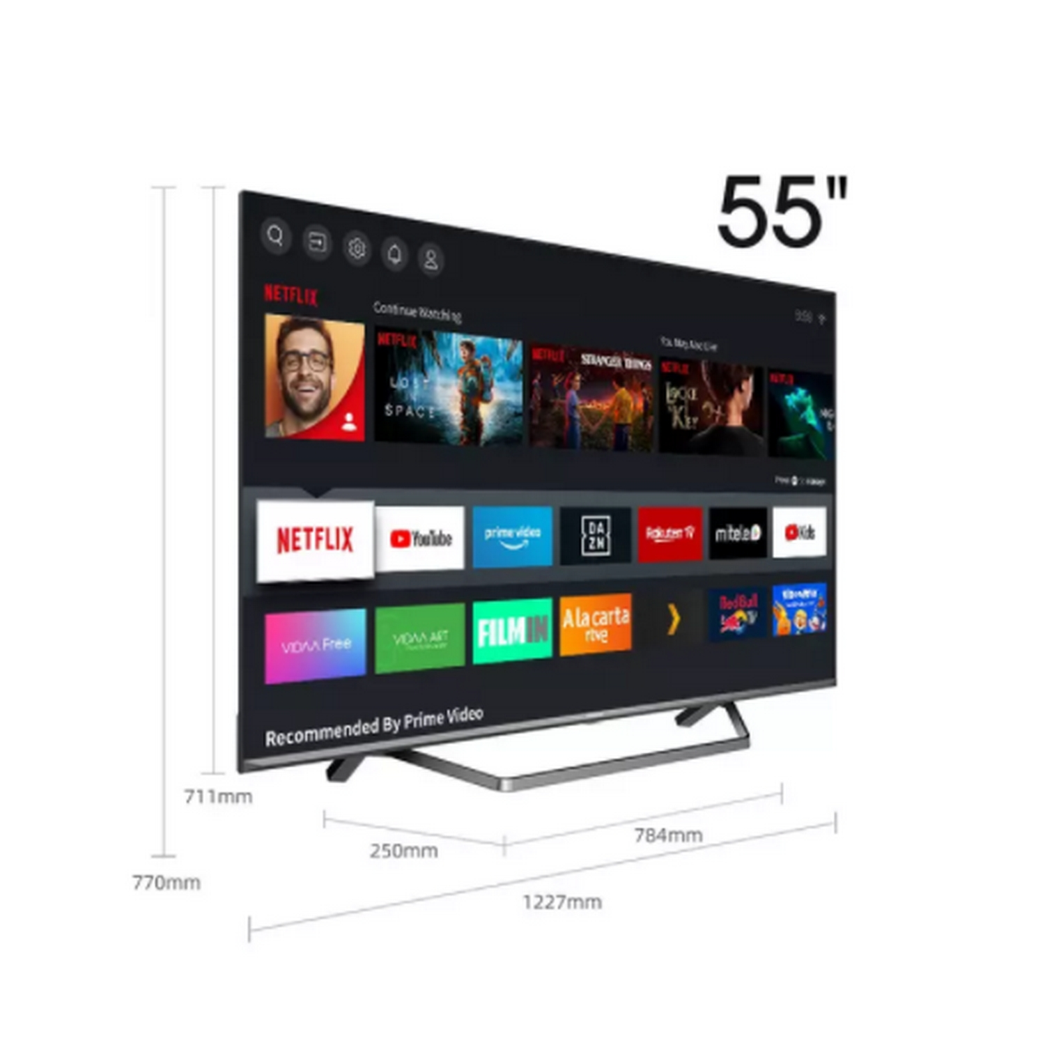 TV ULED 55" - Hisense 55U7QF, UHD 4K, FALD, Dolby Atmos, Dolby Vision, QuantumDot, SmartTV, HDR10+, Negro