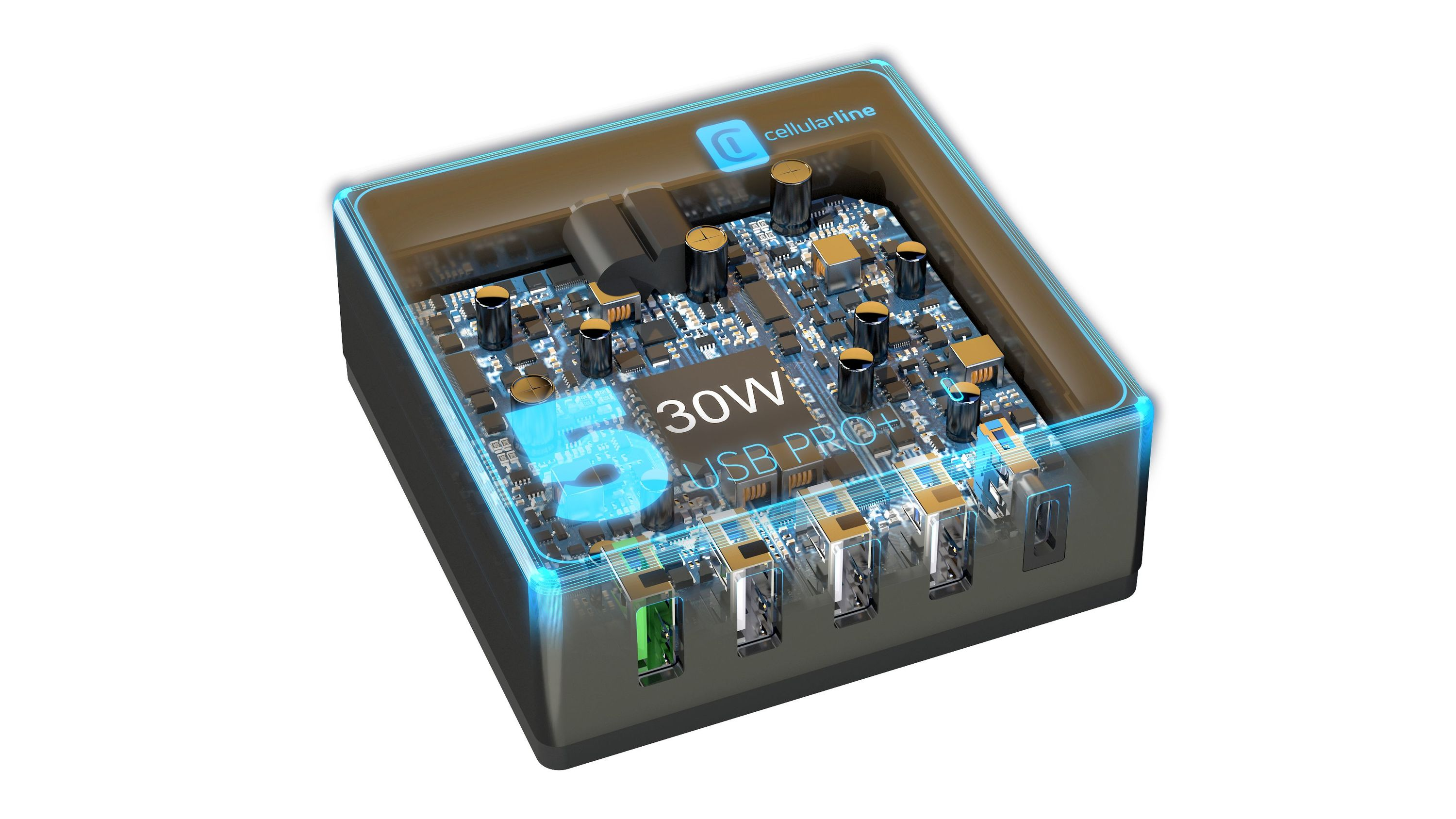 CELLULARLINE 60W Multipower 5 Port Qualcomm USB-A Port Seyahat Şarjı Siyah
