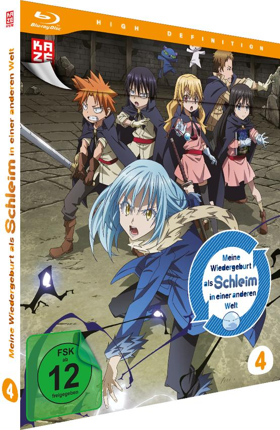 Anime-DVD-Cover mit mehreren Charakteren in einer Burg. Blaue und gelbe Farben.