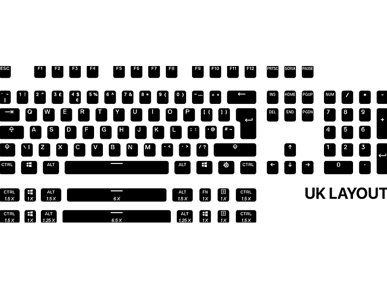 STEELSERIES PrismCAPS gombkészlet St Apex billentyűzethez, fekete, UK angol kiosztás (60218)