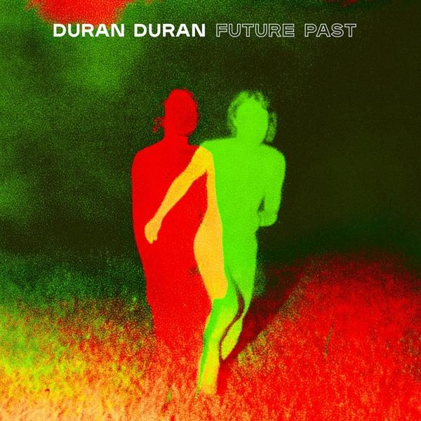 A Duran Duran 'Future Past' című albumának borítója. Piros, sárga és zöld sziluett figurák sötét háttéren.