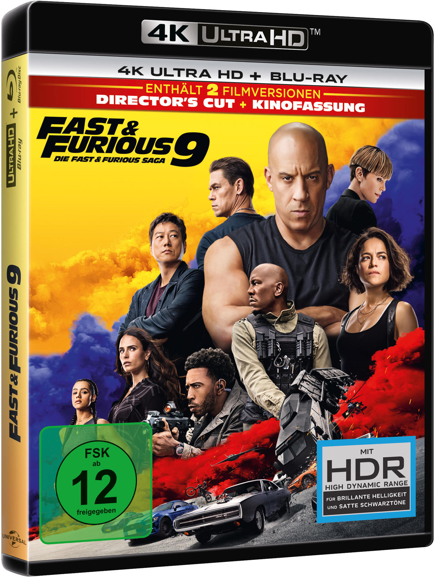 DVD-Box von Fast & Furious 9, mit Vin Diesel und anderen. 4K Ultra HD Blu-ray.