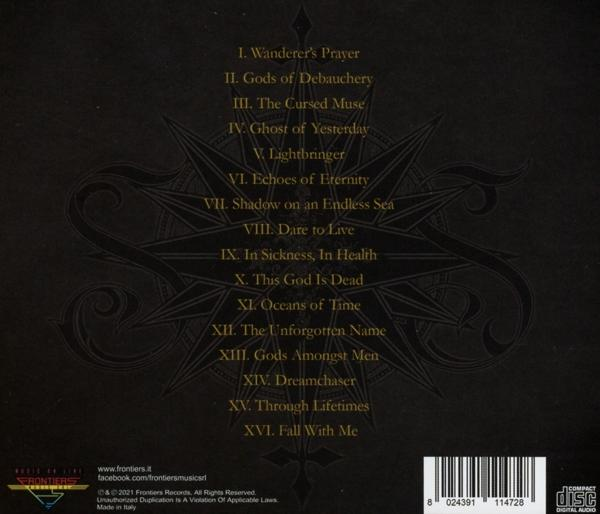Rückseite einer CD-Hülle. Weißer Text auf schwarzem Hintergrund. Songtitel und Logos sind sichtbar.