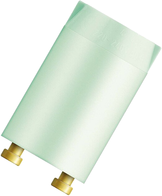 Eine rechteckige, hellgrüne Leuchtstofflampe. Am Sockel befinden sich zwei goldfarbene Stifte. Auf der Oberfläche ist der Text '220-240' zu sehen.