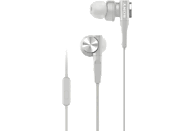 Auriculares de botón - Sony MDR-XB55APW, Extra Bass, Diafragma Neodimio 12mm, 116 dB, 4 Hz-24 KHz, 16 ohm, Blanco