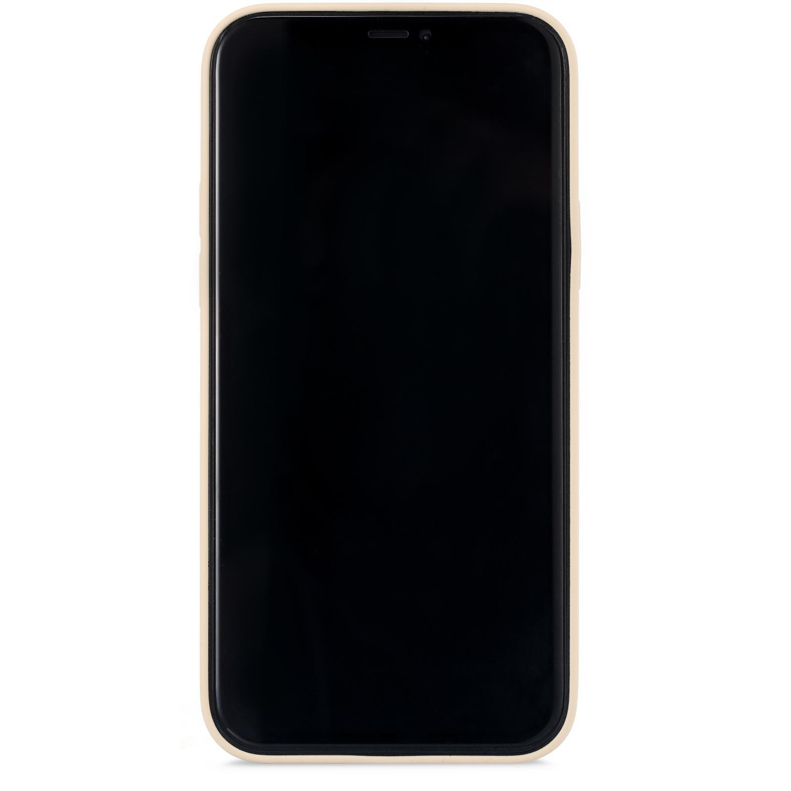 Schwarze Handyhülle mit schwarzem Bildschirm. Das Telefon ist freigestellt auf weißem Hintergrund.