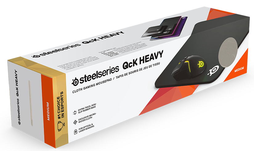 Gaming egérpad doboz, egérrel és egérpaddal kiállítva.