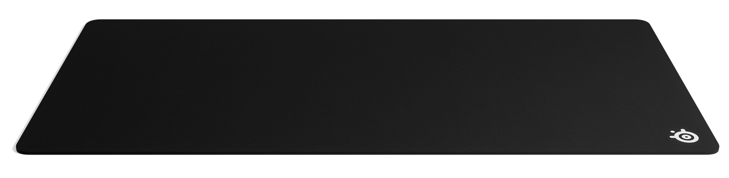 Fekete téglalap alakú egérpad. A Steelseries logója a jobb alsó sarokban található.