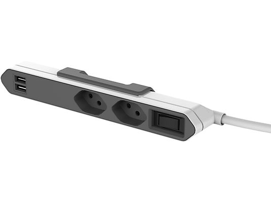 ALLOCACOC PowerBar USB - Bande à sorties multiples (Blanc/gris)