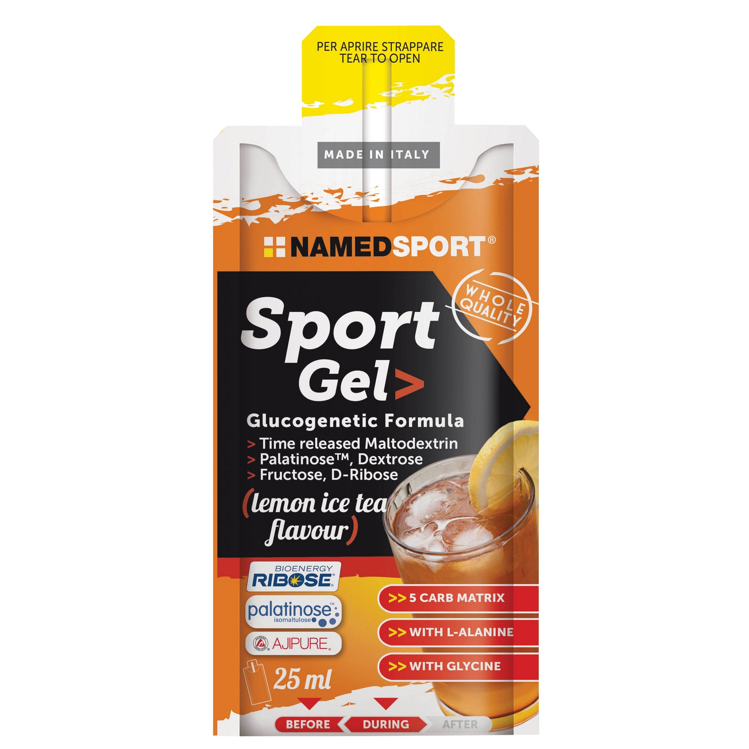 Gel deportivo - NamedSport Sport Gel Lemon, 25ml, Sabor Té helado de limón, Apto para veganos