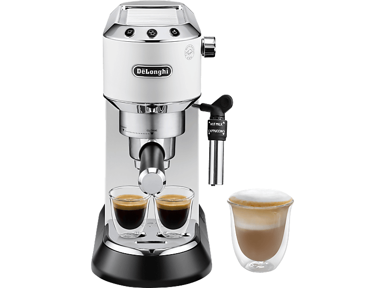 DELONGHI Dedica Style EC685.W - Professionelle Milchaufschäumung und schmales Design, Siebträger Espressomaschine Weiß Matt