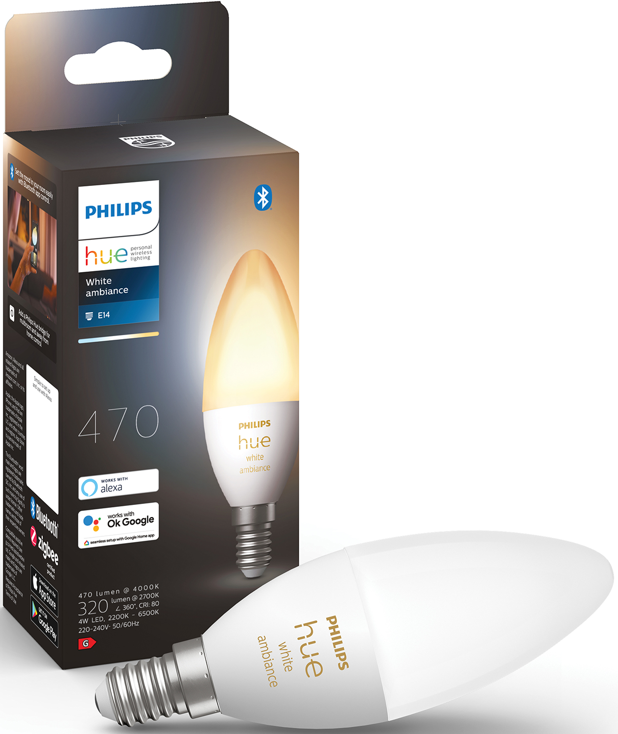 A mobile phone with an app showing the Philips Hue Bridge features.
