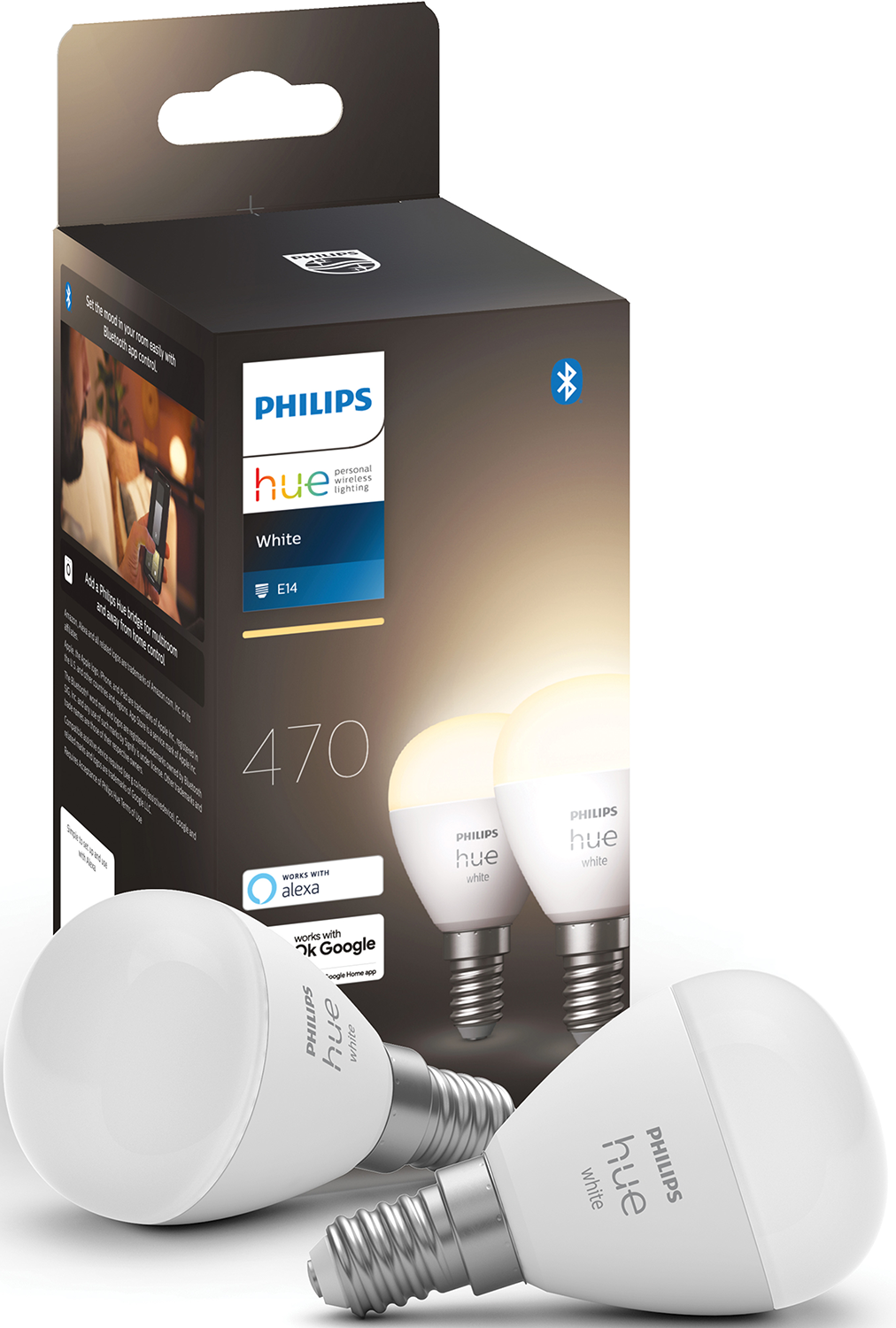 Philips Hue Kogellamp Warmwit Licht - Slimme LED Lampen 2-Pack - Dimbaar & App Bediening