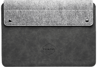 Funda para portátil - Pilatus Brand Classic, Hasta 15.6", Piel sintética, Gris