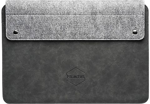 Funda para portátil - Pilatus Brand Classic, Hasta 15.6", Piel sintética, Gris