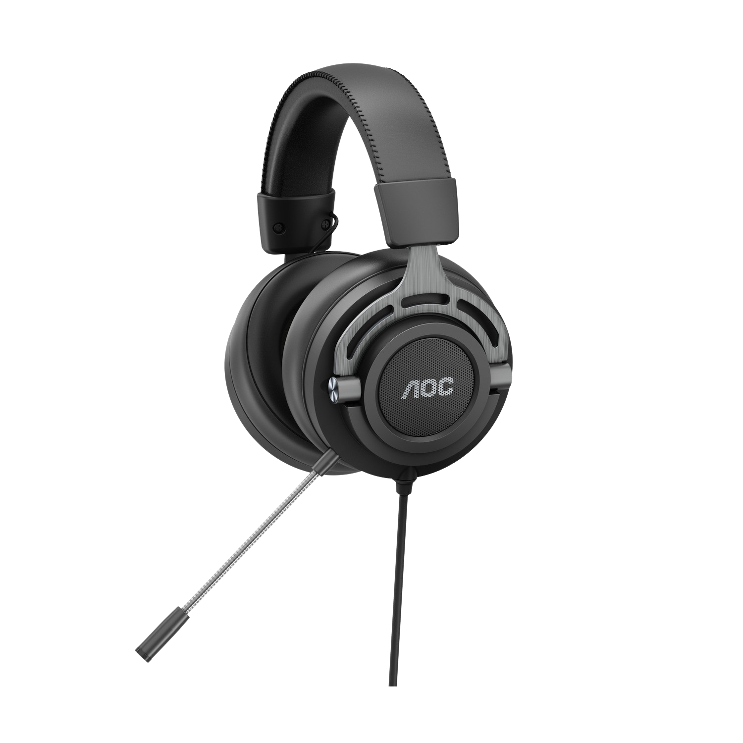 Auriculares gaming - AOC GH200, Con cable, Micrófono, 2.0, Diadema, Jack de 3.5 mm, Multiplataforma, Negro