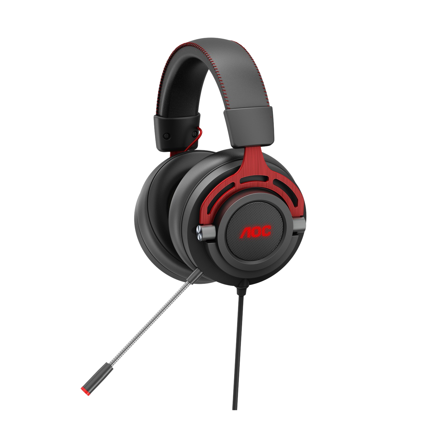Auriculares gaming - AOC GH300, De diadema, Con cable, Multiplataforma, Micrófono, RGB, Negro