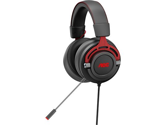 Auriculares gaming - AOC GH300, De diadema, Con cable, Multiplataforma, Micrófono, RGB, Negro