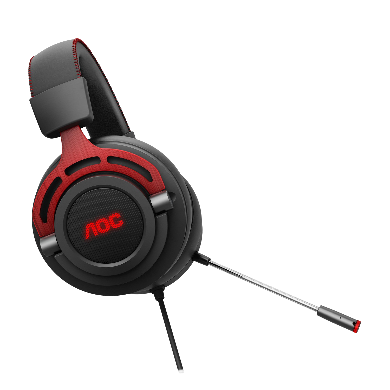 Auriculares gaming - AOC GH300, De diadema, Con cable, Multiplataforma, Micrófono, RGB, Negro