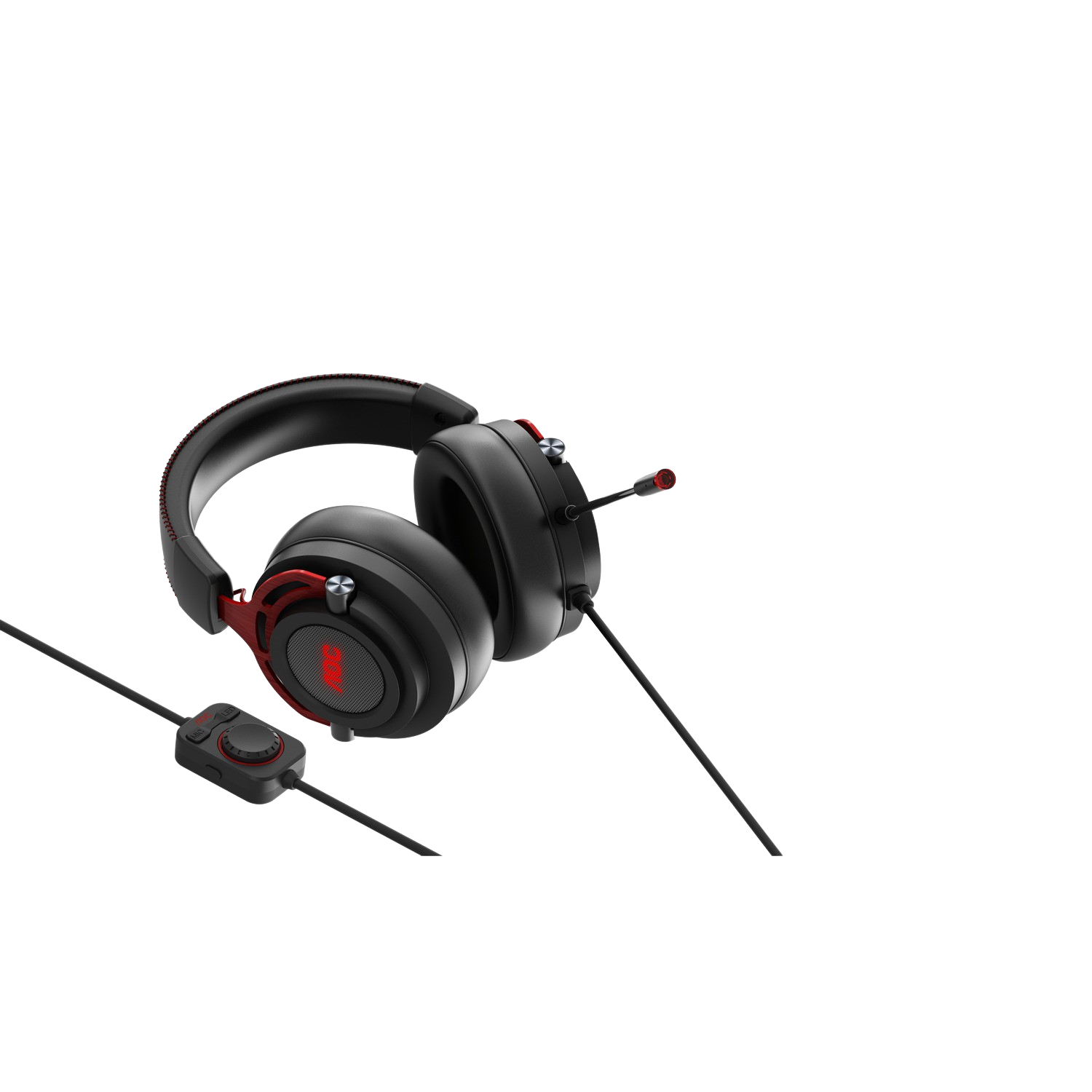Auriculares gaming - AOC GH300, De diadema, Con cable, Multiplataforma, Micrófono, RGB, Negro