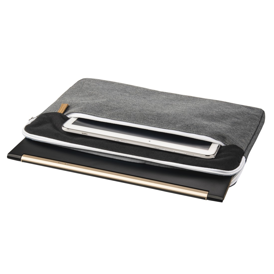 HAMA Florenz 13.3 Zoll Notebooktasche für Polyester, Sleeve Universal Schwarz/Grau