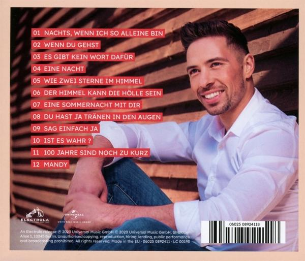 Rückseite einer CD mit Foto eines Mannes, Songtiteln auf Deutsch und Details zum Künstler und Label.