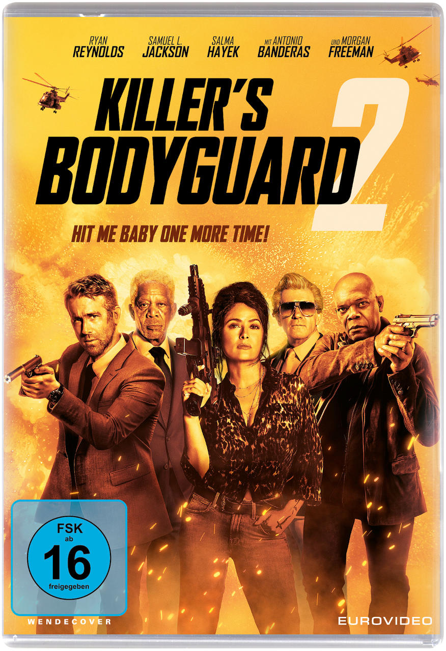 DVD-Cover für Killer's Bodyguard 2, mit Ryan Reynolds, Samuel L. Jackson und anderen Schauspielern.