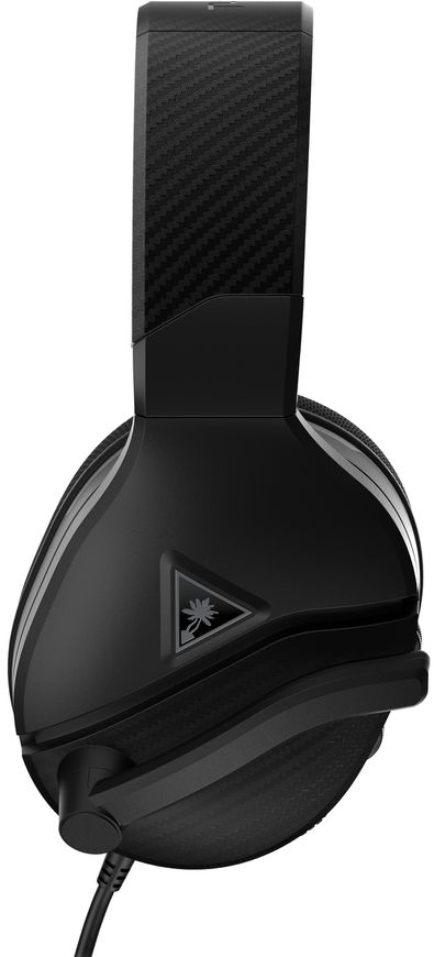 Schwarzes Gaming-Headset mit Karbonfaser-Design.