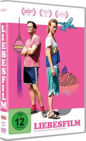 DVD-Hülle mit zwei Personen auf dem Cover und einem rosa Hintergrund.