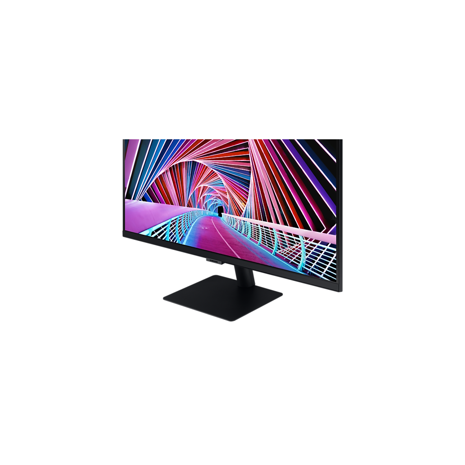 Monitor de computadora con un diseño de túnel colorido.