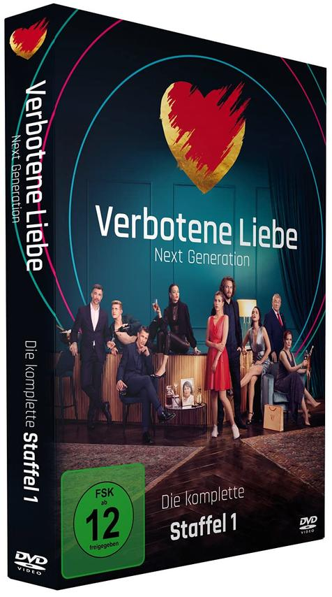 DVD-Box von Verbotene Liebe, Next Generation. Gruppe von Schauspielern posiert in einer Bar.