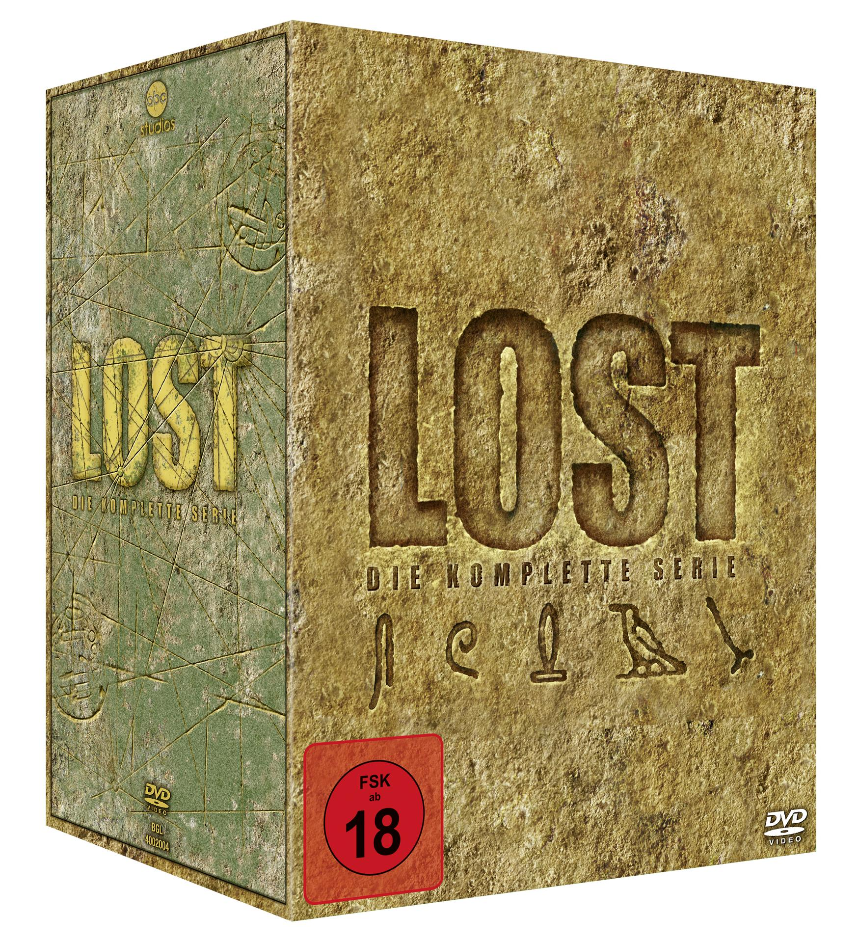 DVD-Box-Set mit steinartiger Textur, Lost: Die komplette Serie.