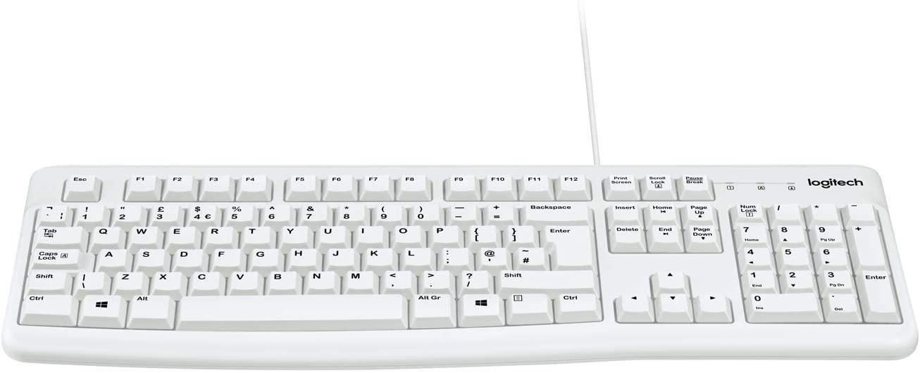LOGITECH Keyboard K120, Tastatur, Weiß kabelgebunden