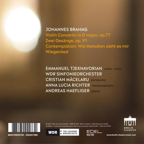 Tjeknavorian,Emmanuel/Richter,Anna Lucia/+ - Brahms:Violinconcerto And Songs  - (CD)