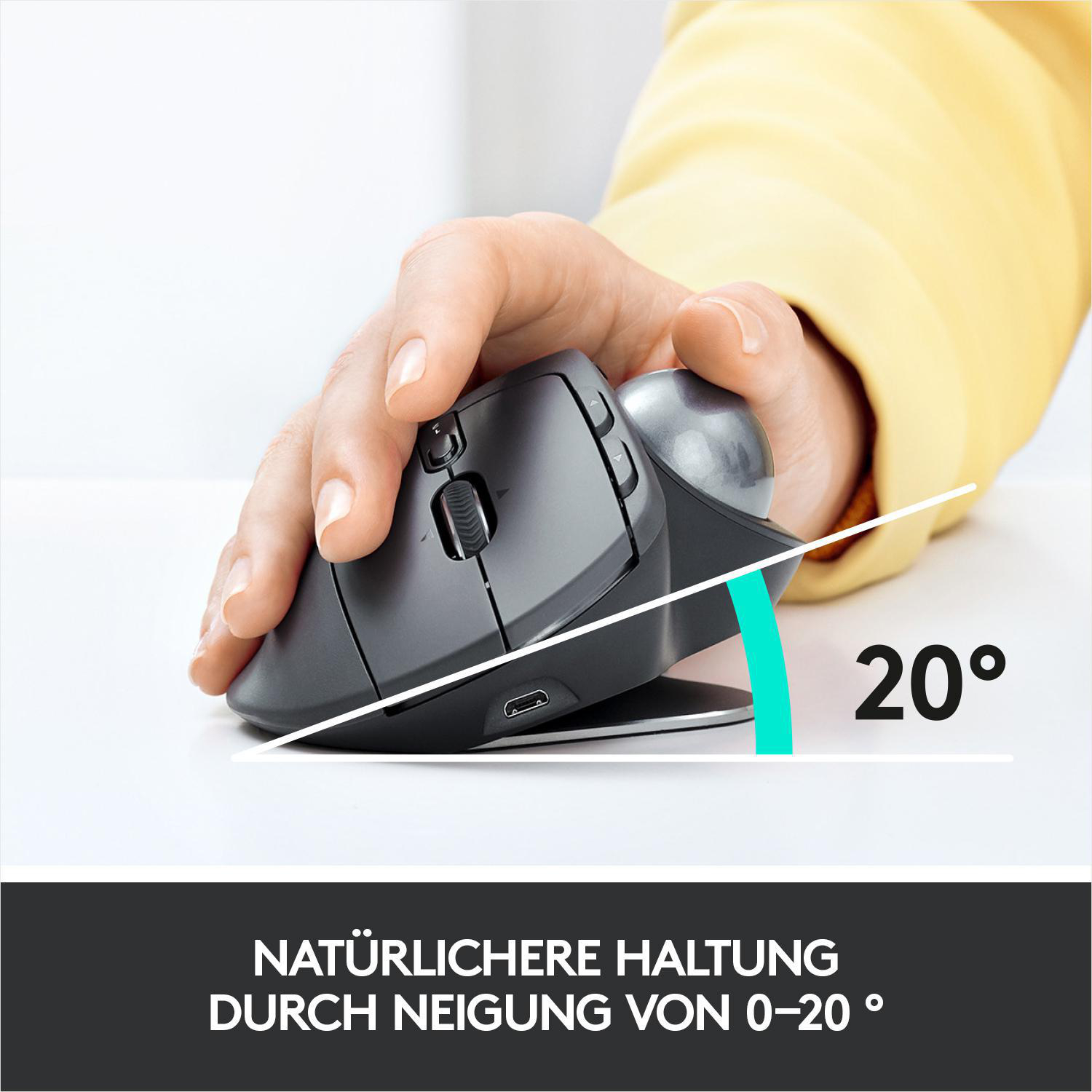 LOGITECH MX ERGO, ergonomisches Design, Advanced Wireless 