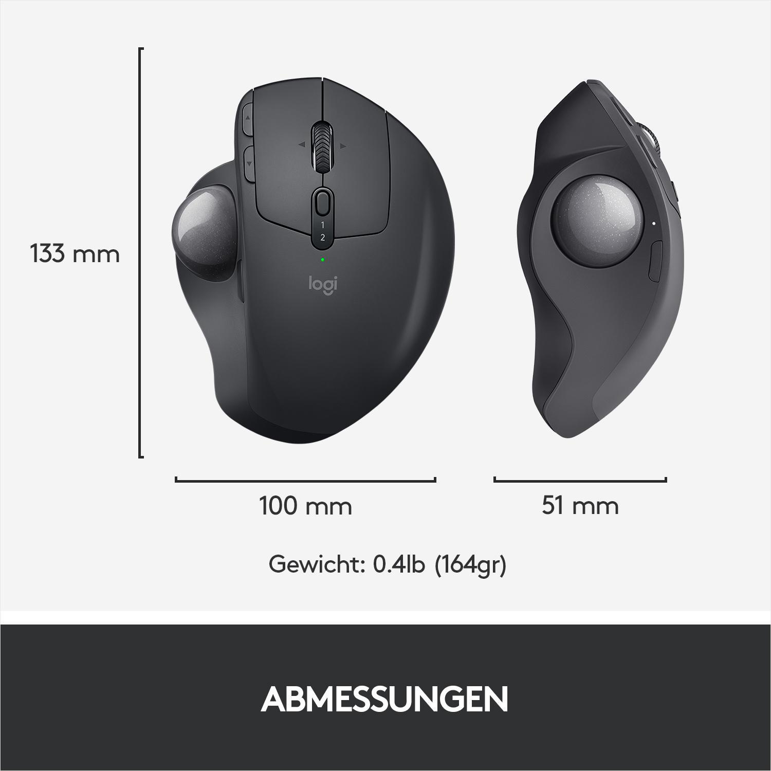 LOGITECH MX ERGO, ergonomisches Design, Advanced Wireless Trackball Maus, Schwarz