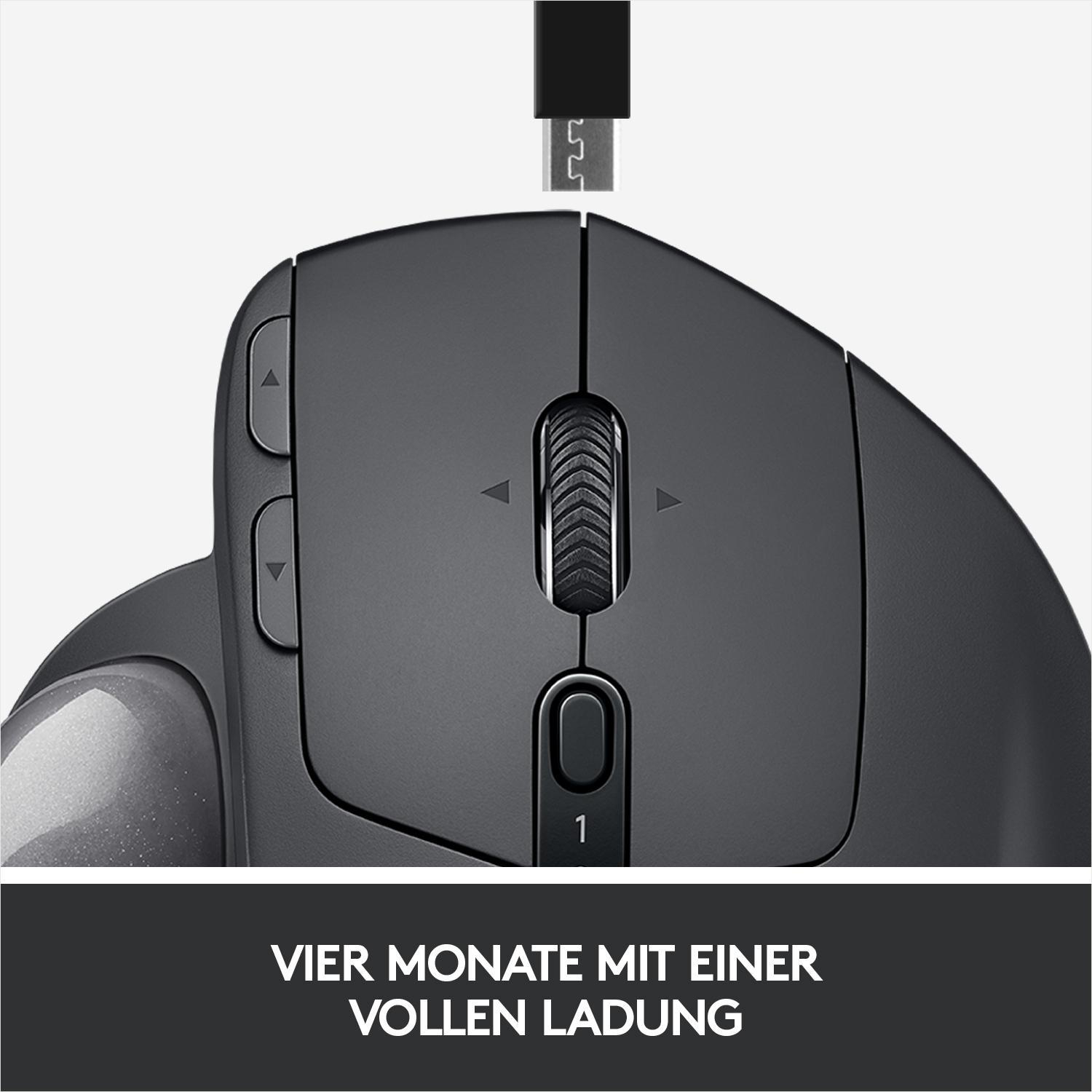 LOGITECH MX ERGO, ergonomisches Design, Advanced Wireless Trackball Maus, Schwarz