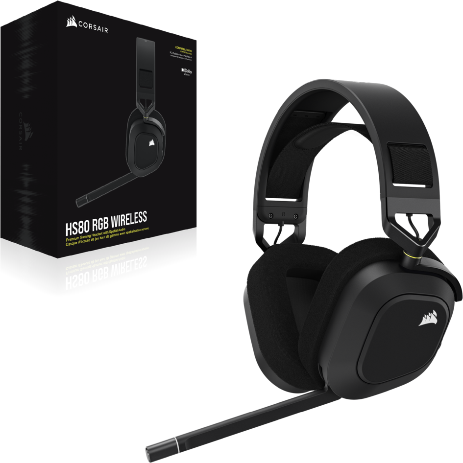 Ein schwarzes Headset mit Mikrofon.