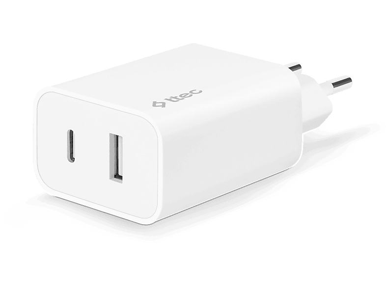 TTEC 2SCS24B SmartCharger Duo PD 32W Seyahat Hızlı Şarj CihazıUSB-C + USB-A  Beyaz