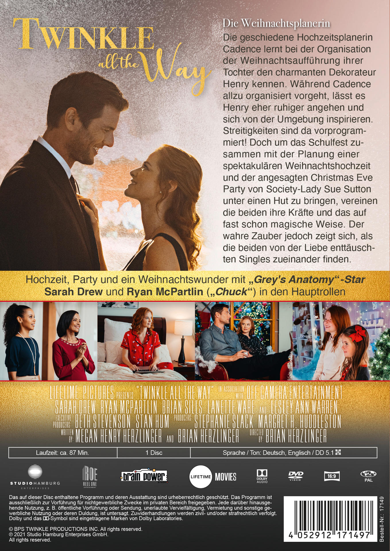 DVD-Cover mit zwei Personen. Text auf Deutsch: Twinkle all the Way.