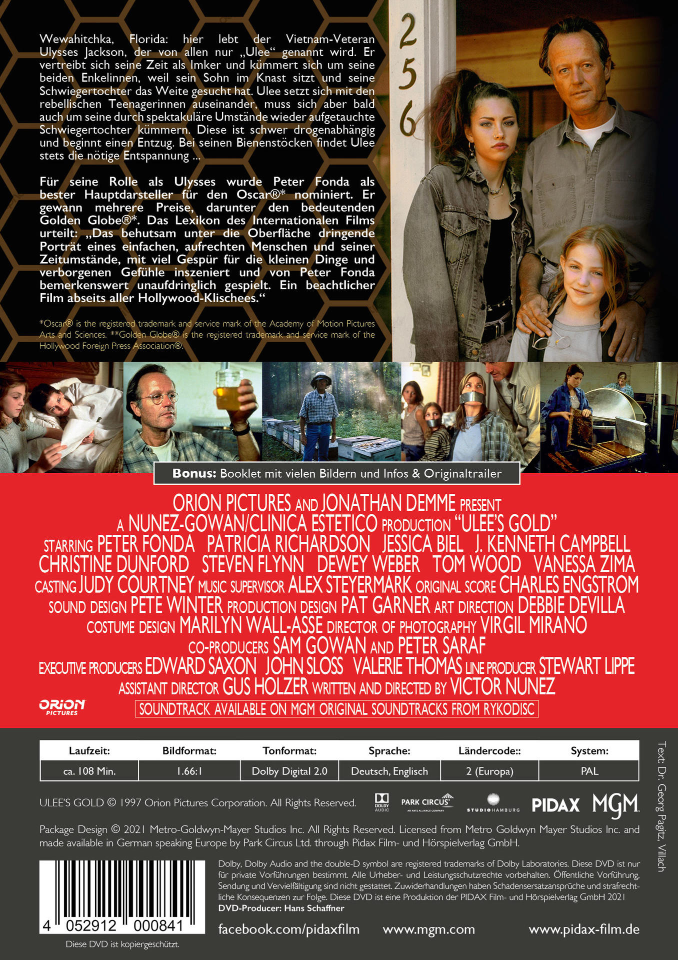 DVD-Cover mit Filmdetails, Besetzung, Crew-Infos und einem Szenenfoto.