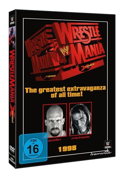 DVD-Hülle für Wrestlemania X-rayed. Schwarzes Case mit Grafiken von Wrestlern und Text. Blau und rot.