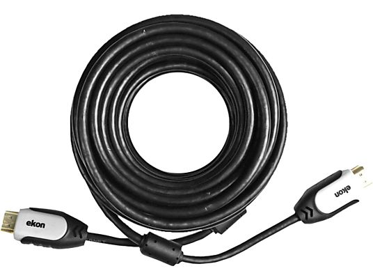 EKON ECVHDMI100MMG - Câble HDMI, 10 m, 18 GBps, Noir/blanc