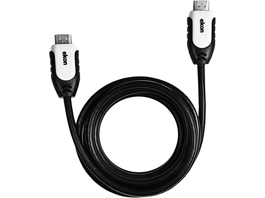 EKON ECVHDMI18MMK - Câble HDMI, 1.8 m, 18 GBps, Noir/blanc