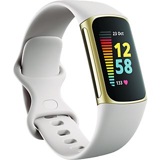 FITBIT Charge 5 - Tracker de fitness (Blanc lunaire/doré doux)