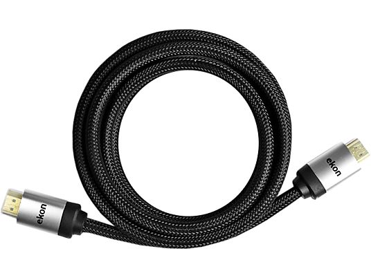 EKON ECVHDMI18METG - Câble HDMI, 1.8 m, 18 GBps, Noir/Argent