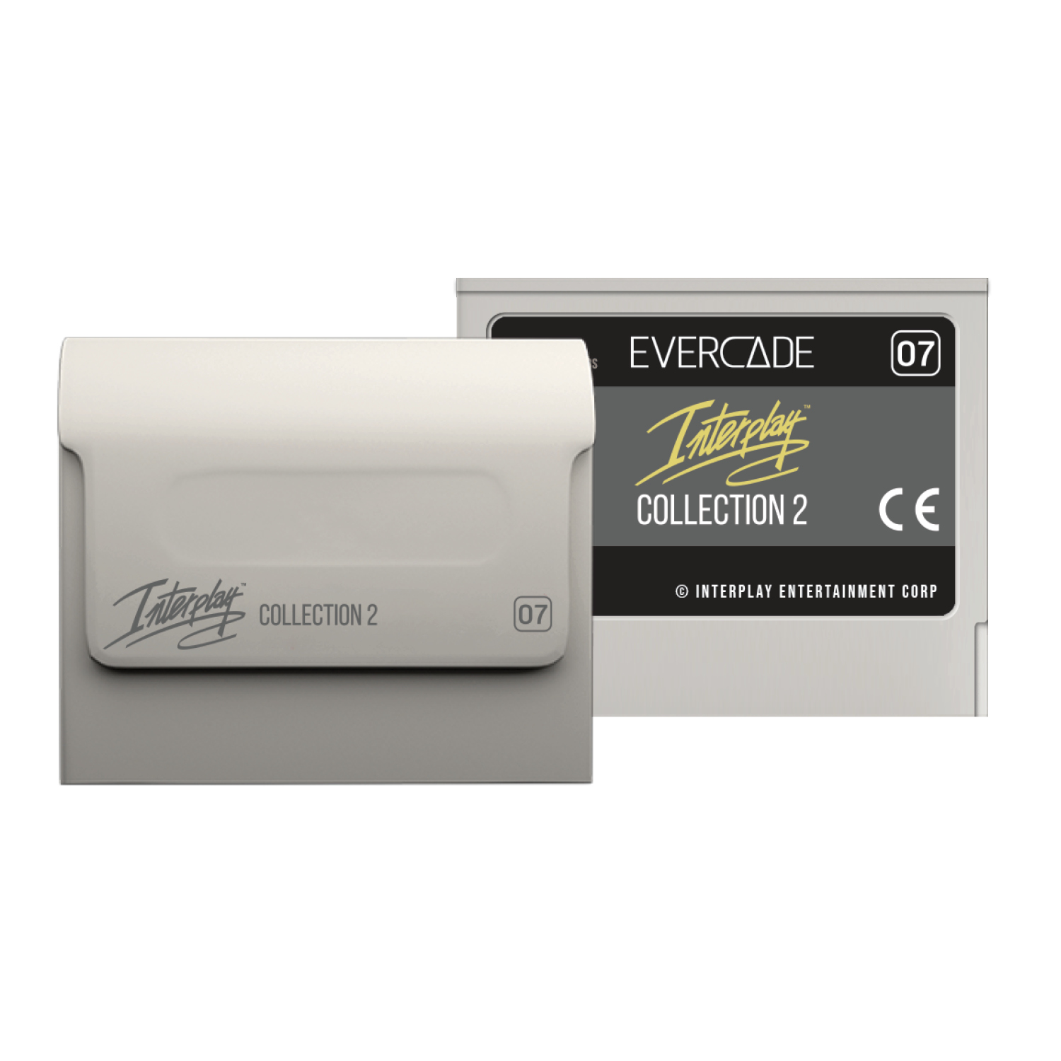 Spielkassettenhülle mit Evercade-Logo und Spielkassette.