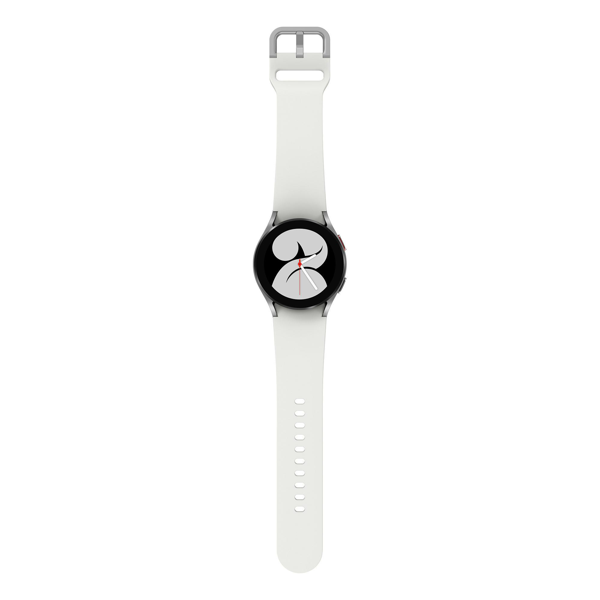 Weiße Smartwatch mit weißem Armband.