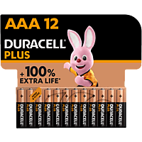 Pilas AAA | Duracell AAA LR03 / LR3, Pilas alcalinas, Pack 12 Uds, 1.5 V, MN2400, Universal, Negro