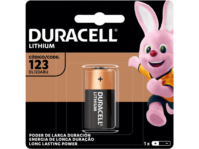 Pila - Duracell CR123A, Pilas especiales de litio 123 6V, 1 unidad (CR123 / CR123A CR17345), Negro